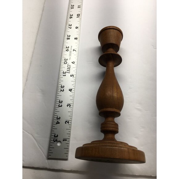 Vintage Hand Turned Wooden Candlesticks Taper Holders Two-Toned 7.5" Tall - Picture 16 of 16